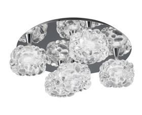 M3924  O2 Glass  Flush Ceiling 5 Light